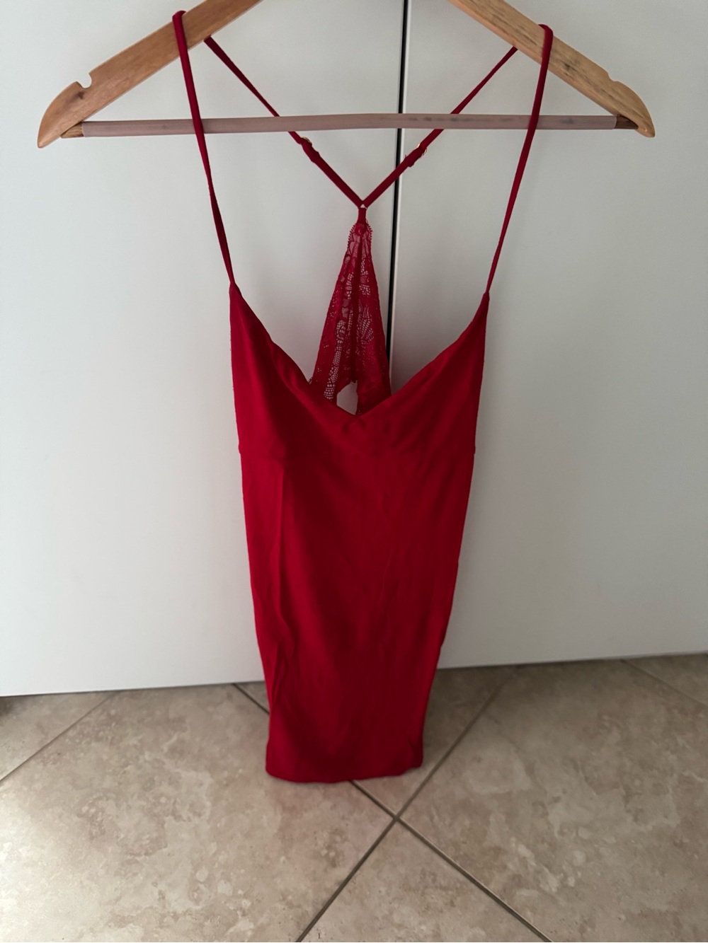 Victoria's Secret Red Lace-Back Spaghetti Strap Camisole